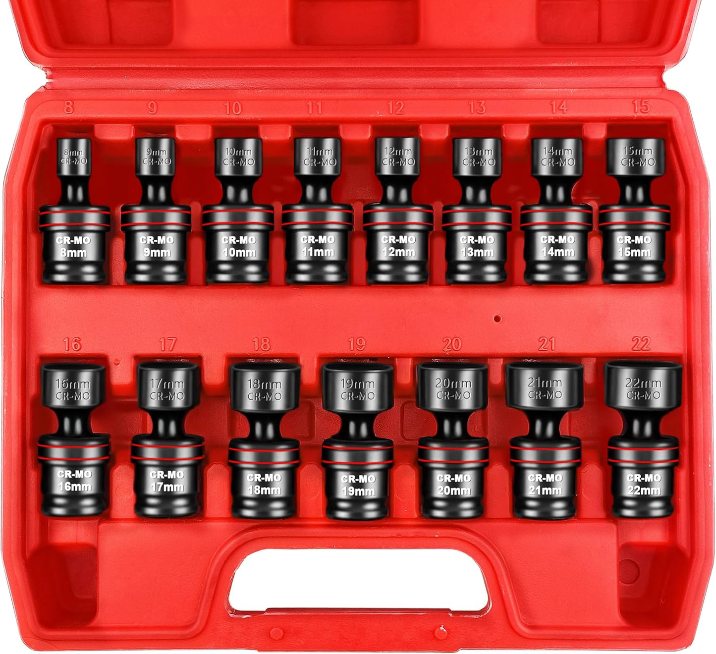 WETT 15-Piece 3/8 Drive Shallow Impact Universal Joint Socket Set