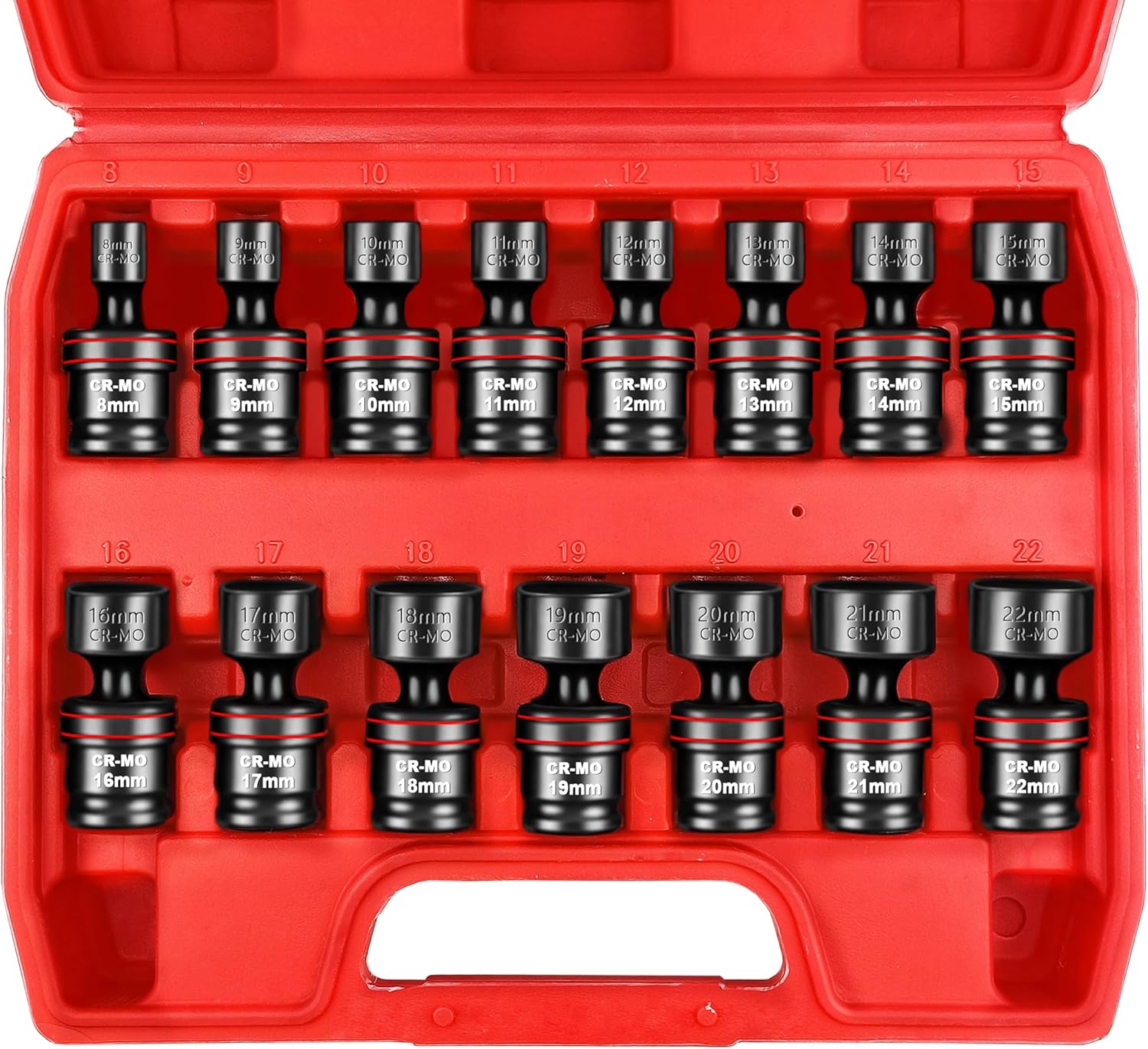 WETT 15-Piece 3/8 Drive Shallow Impact Universal Joint Socket Set