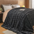 Lotus Karen Queen Size Faux Fur Blanket Dark Gray - Big Bubble Plush