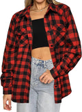 HOTOUCH Women's Long Roll Up Sleeve Cotton Flannels Shirt