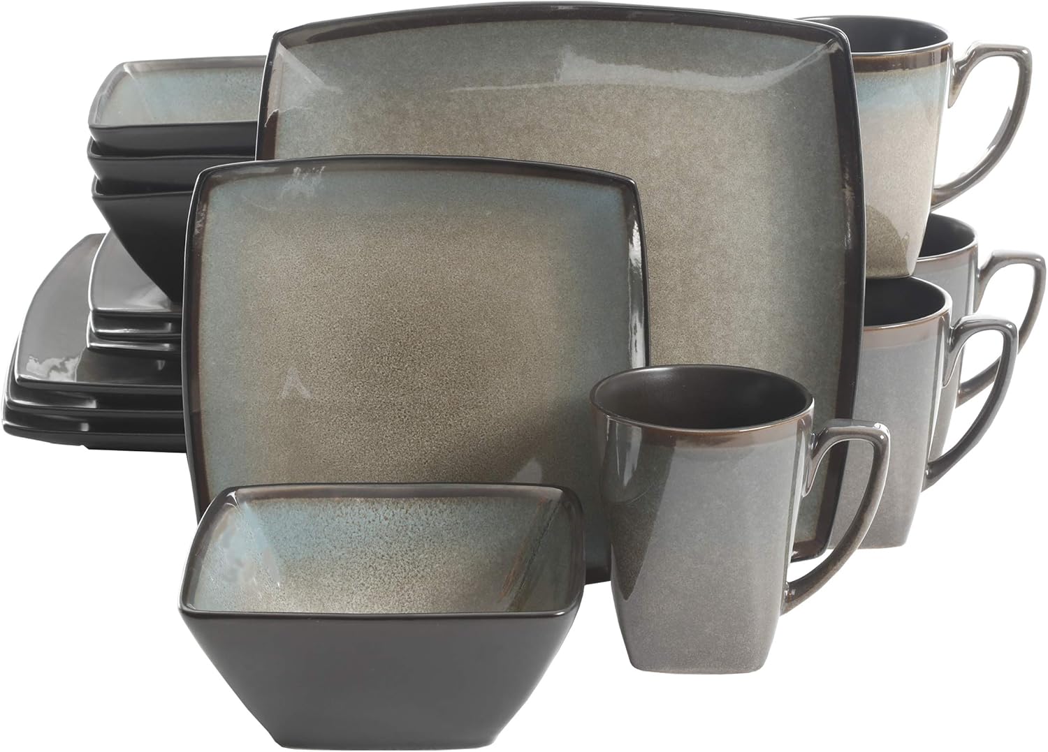 Gibson Elite Tequesta Square Reactive Glaze Dinnerware Set