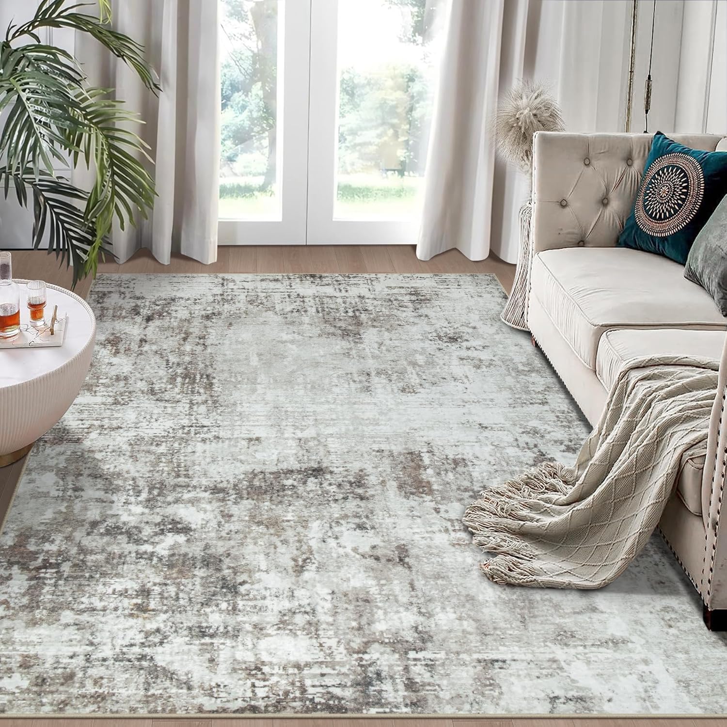 4x6 Area Rugs for Living Room: Modern Washable Carpet Design