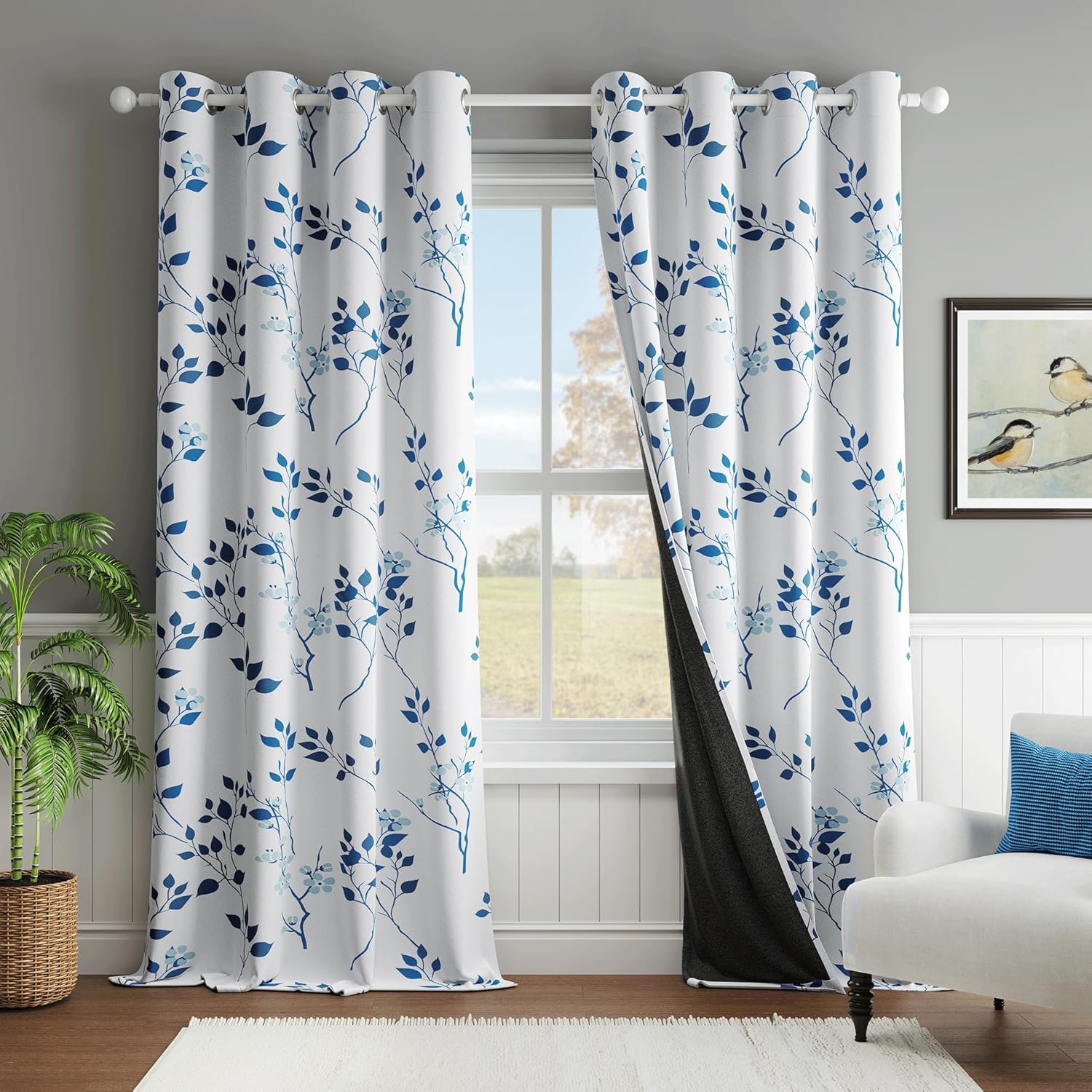 Beauoop Floral Blackout Curtains 84 Inches Long for Bedrooms