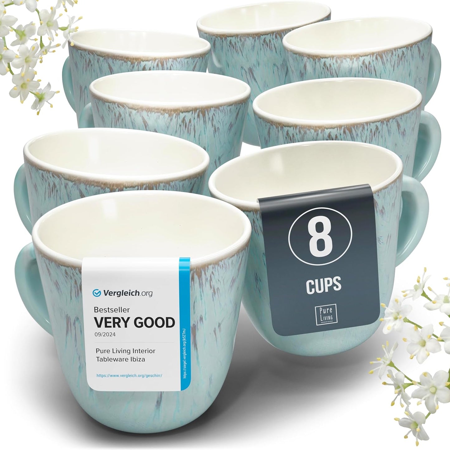 Stoneware Coffee Mugs Set of 8 for Modern Drinkware Style