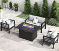 LayinSun Aluminum Patio Sectional with 55,000 BTU Fire Pit - Cozy