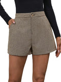 Chic Plaid High Waisted Wide Leg Mini Shorts for Effortless Style