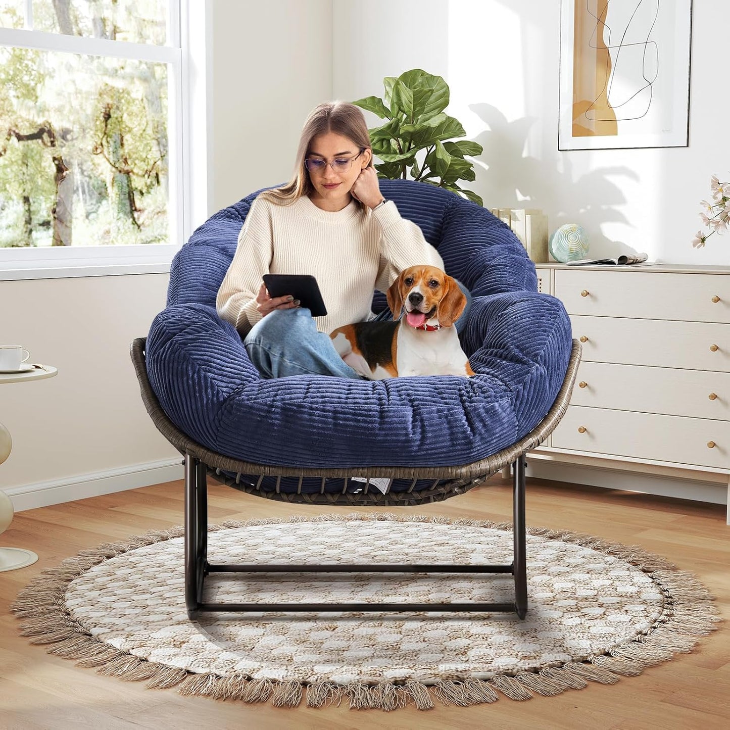 Large Indoor Rocking Chair with Thick Cushion for Ultimate Comfort