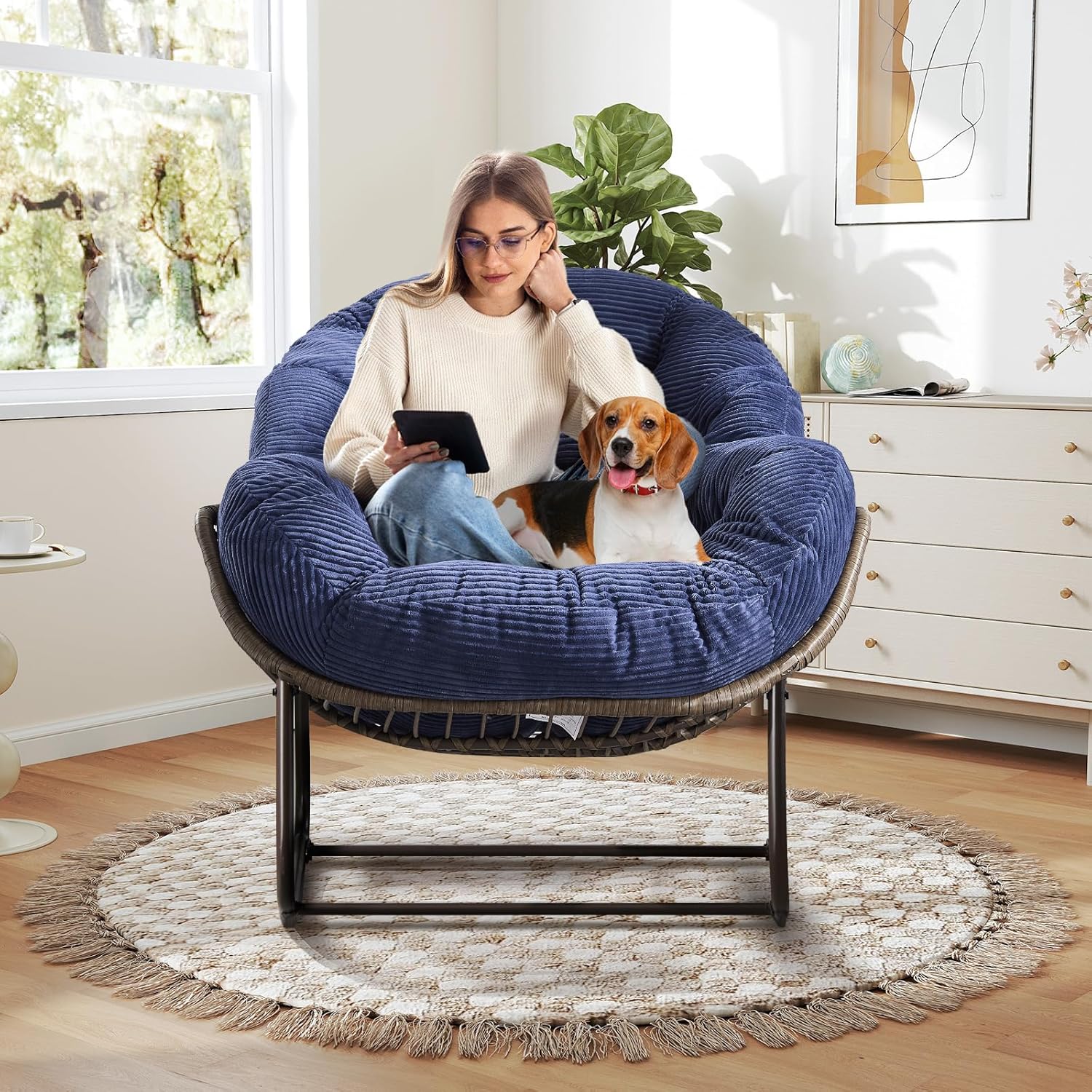Large Indoor Rocking Chair with Thick Cushion for Ultimate Comfort