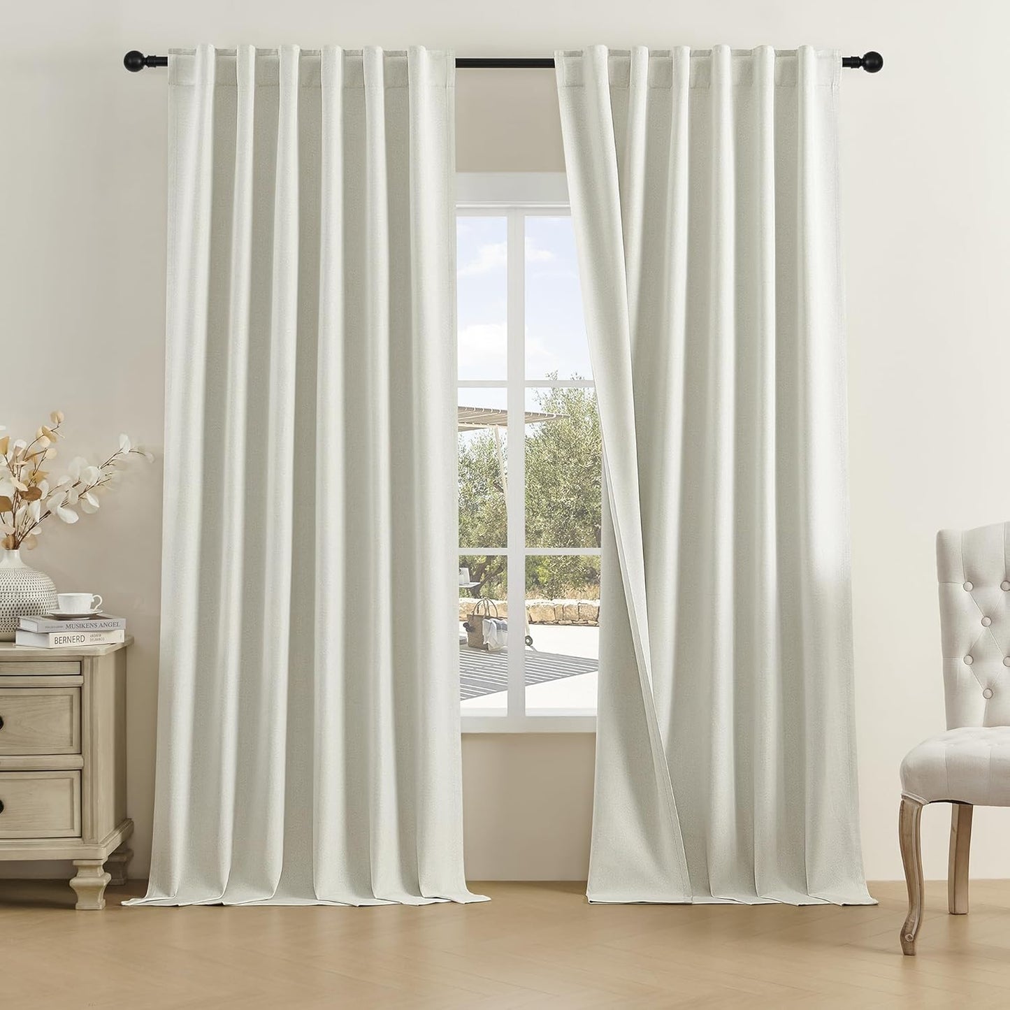 DUALIFE Natural Blackout Curtains for Bedroom and Living Room