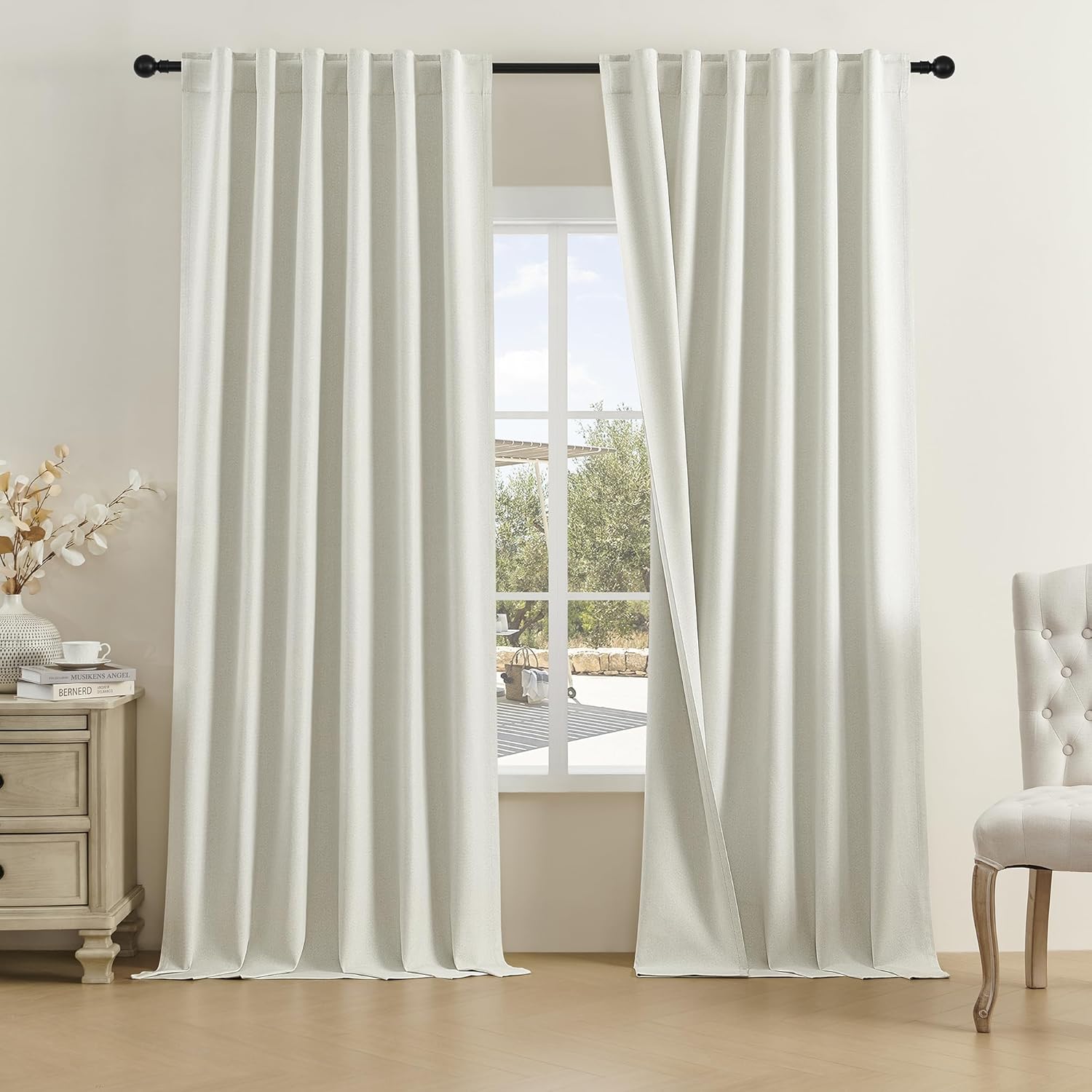 DUALIFE Natural Blackout Curtains for Bedroom and Living Room