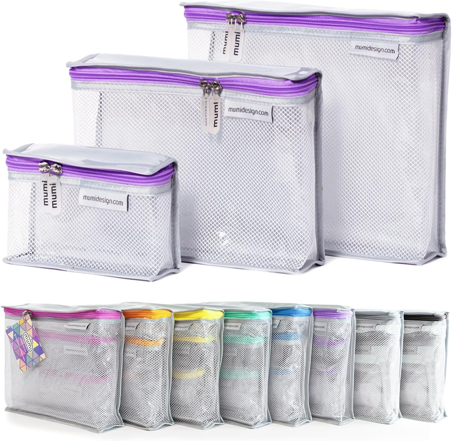MUMI Travel Toiletry Bag Set of 3 Clear TSA Approved Bags