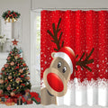 Red Merry Christmas Shower Curtain 72x72 in - Festive Bathroom Decor