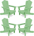 Folding Adirondack Chair Set of 4 - Space-Saving HDPE Outdoor Seating