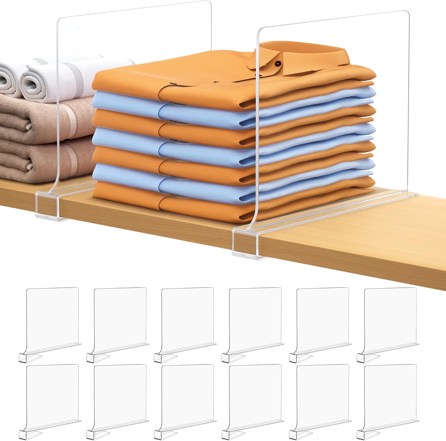 Aolloa 12 PCS Shelf Dividers for Closet Organization and More