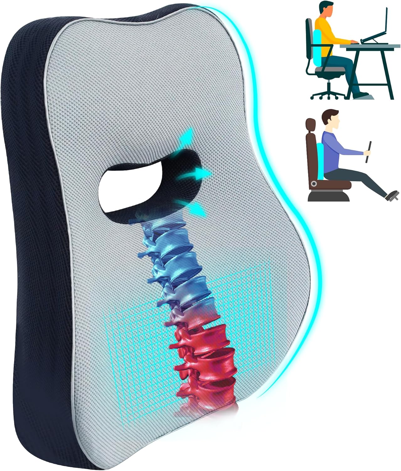 Memory Foam Lumbar Support Pillow - Pain Relief!