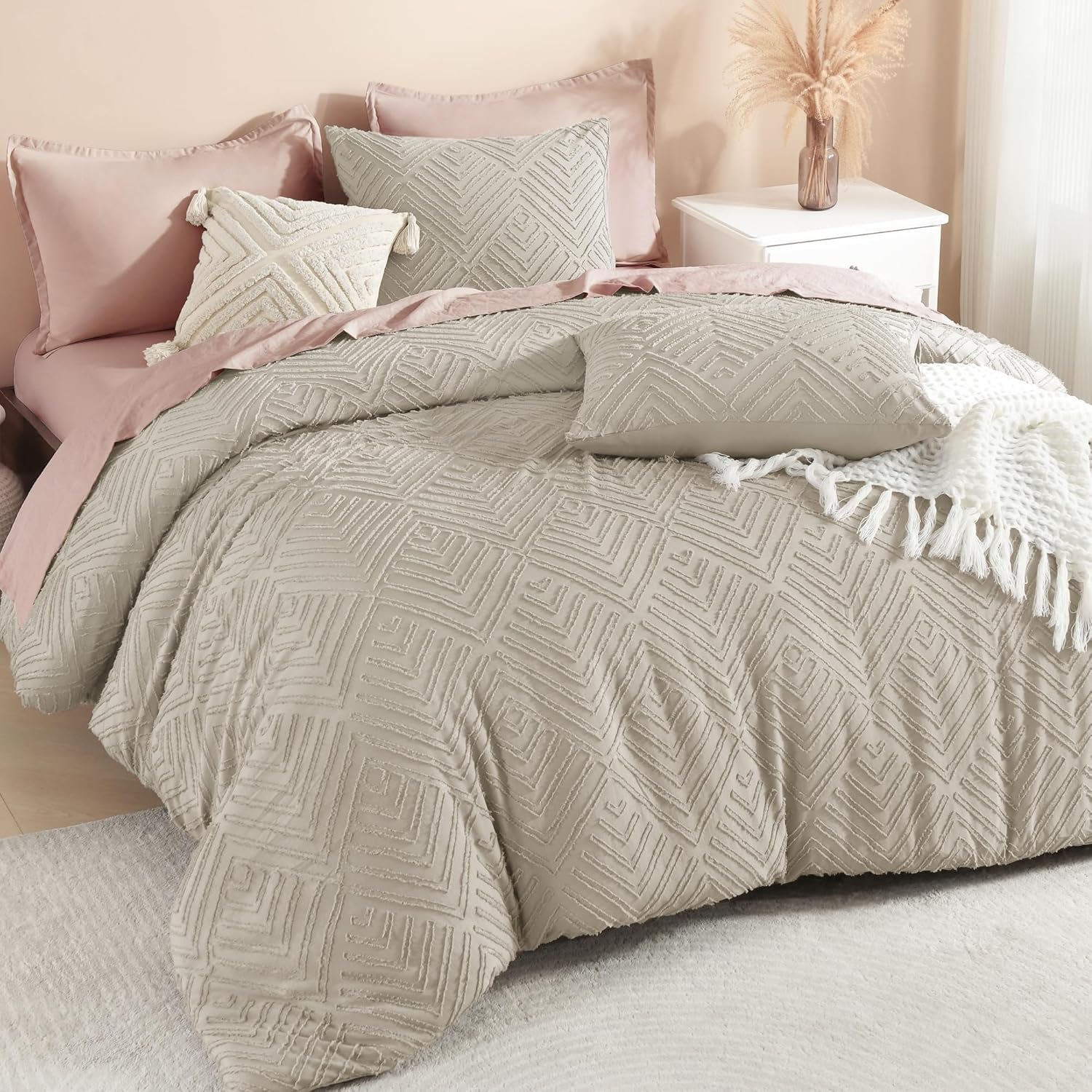 Litanika Oatmeal Super King Size Comforter Set for All Seasons