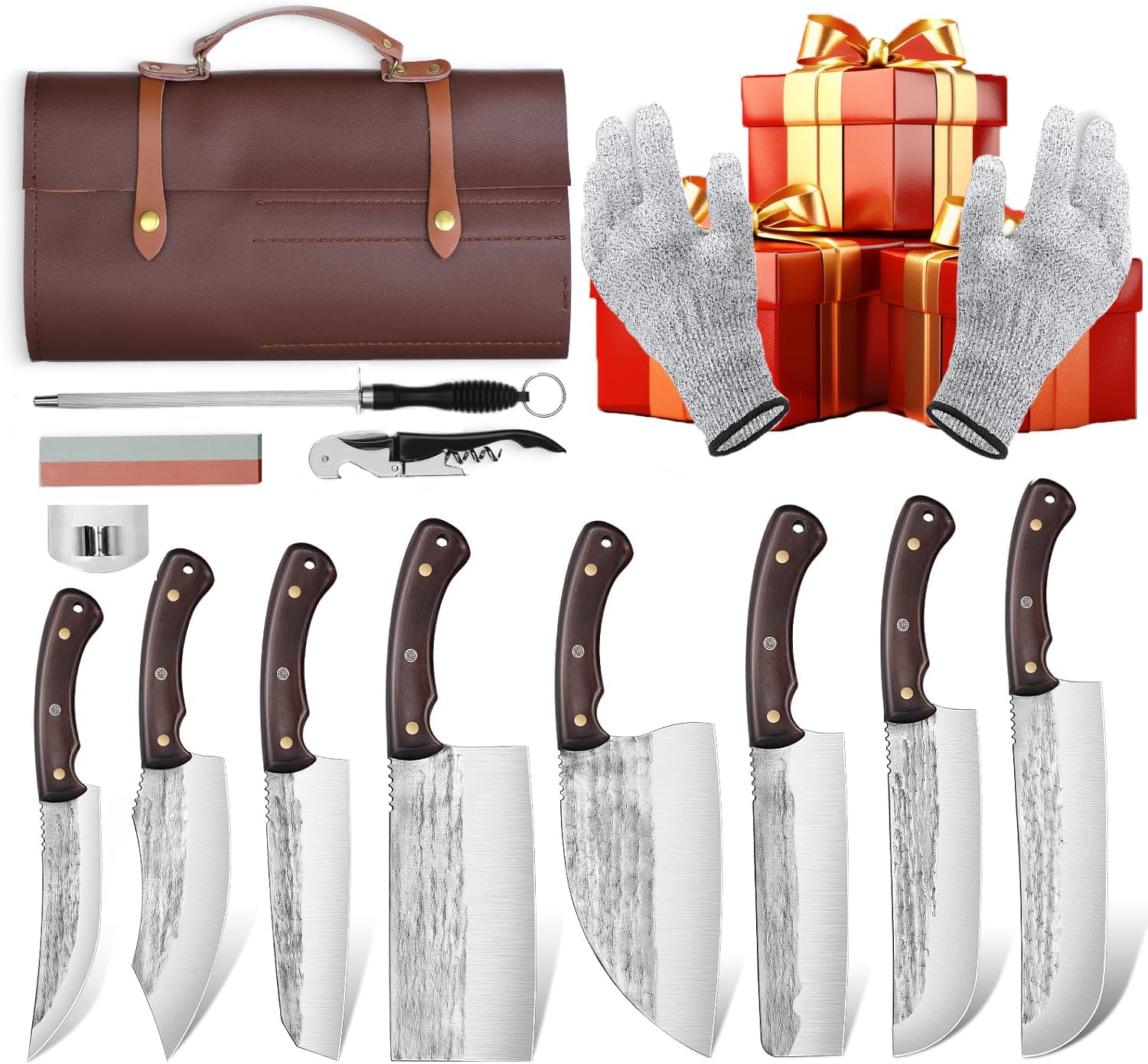 Premium 14PCS Butcher Knife Set for Meat Cutting and BBQ