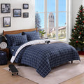 Plaid Twin XL Comforter Set Dark Blue - Lightweight Dorm Bedding