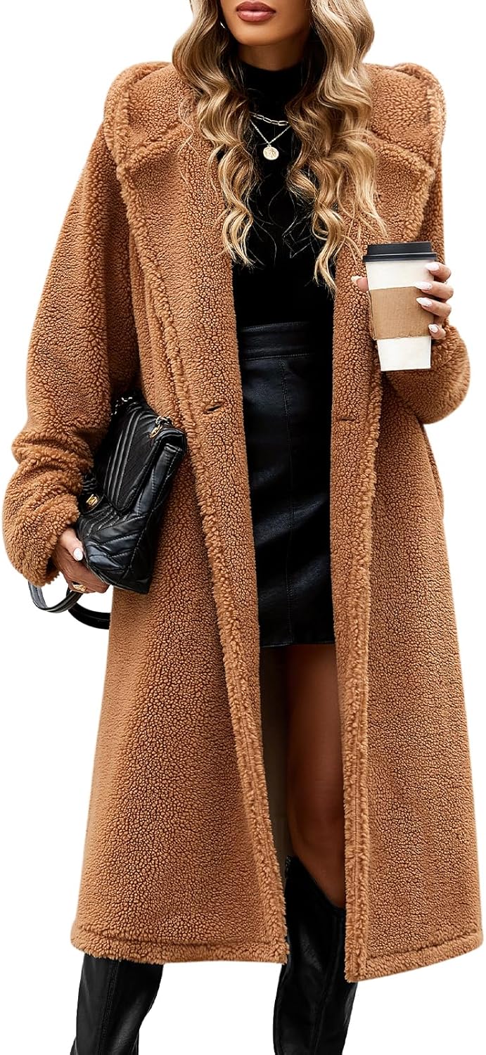 Women's Fuzzy Fleece Hooded Coat for Winter Warmth and Style