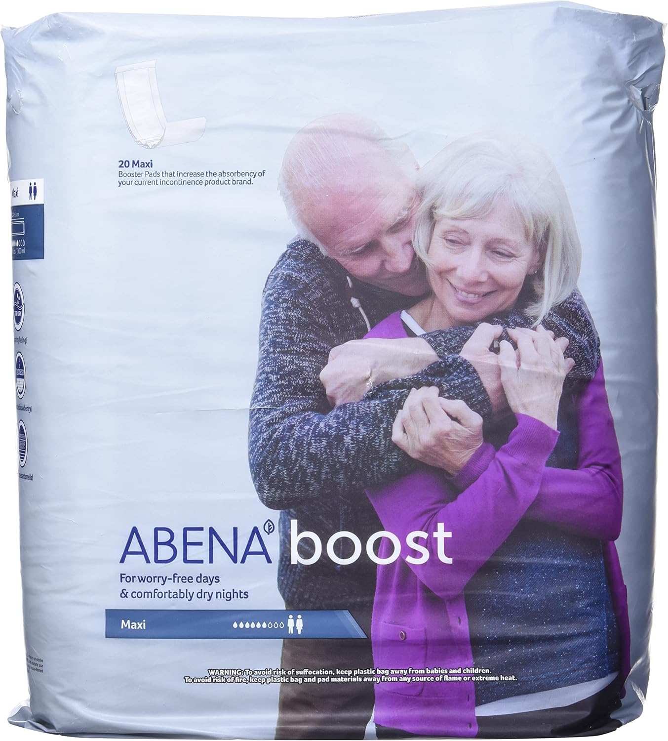 Abena BOOST Fluff Incontinence Pads - Flow-Through XL, 20ct