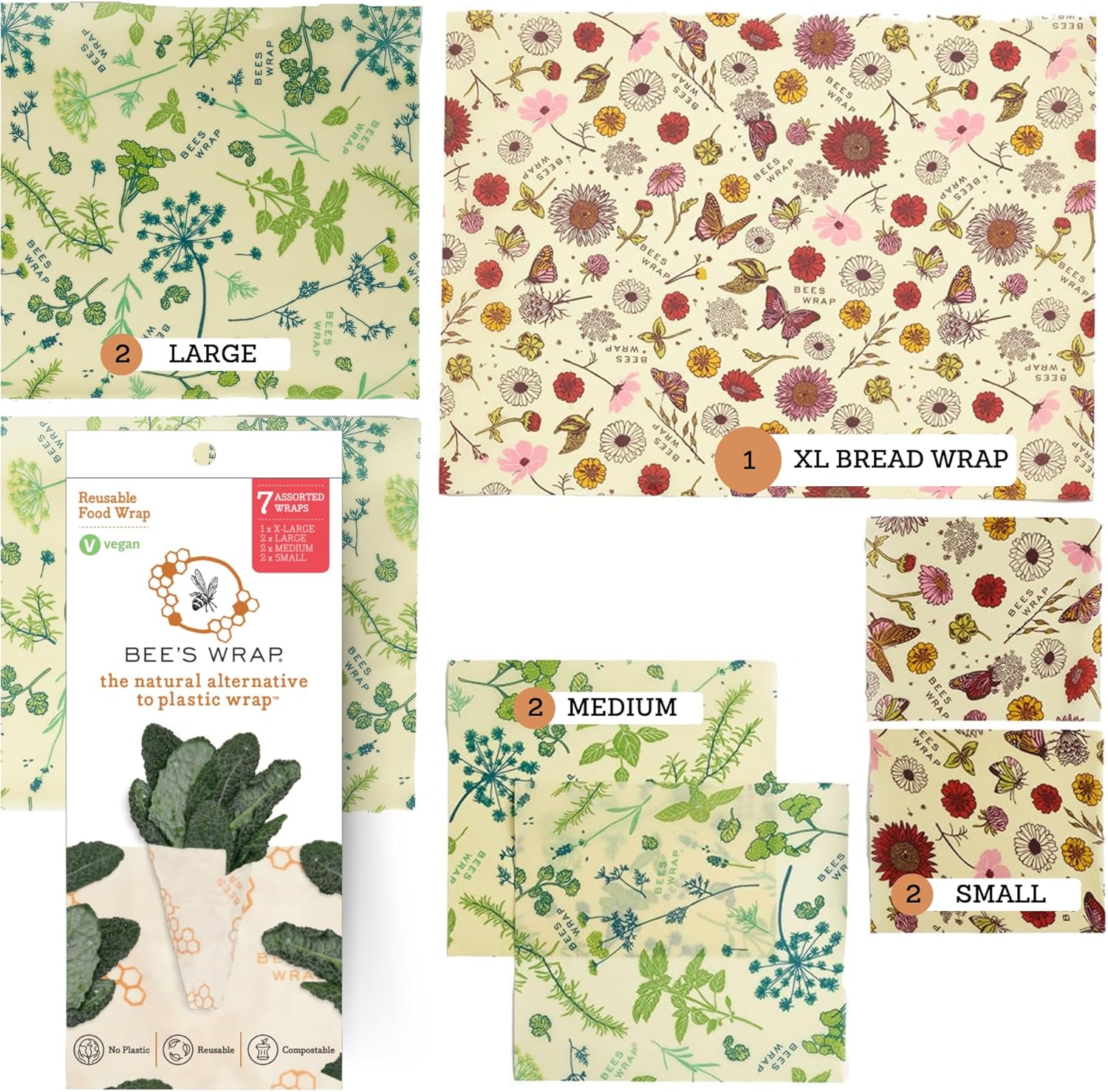 Vegan Beeswax Wraps for Food - Eco-Friendly Kitchen Solution