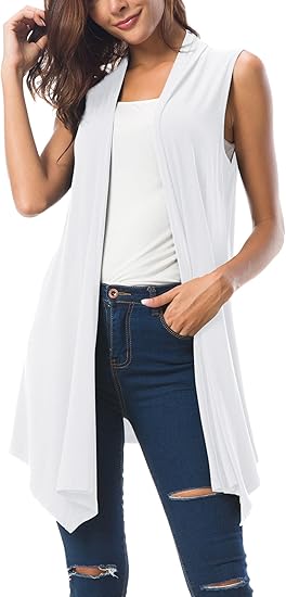 Urban CoCo Women's Sleeveless Draped Open Front Cardigan Vest