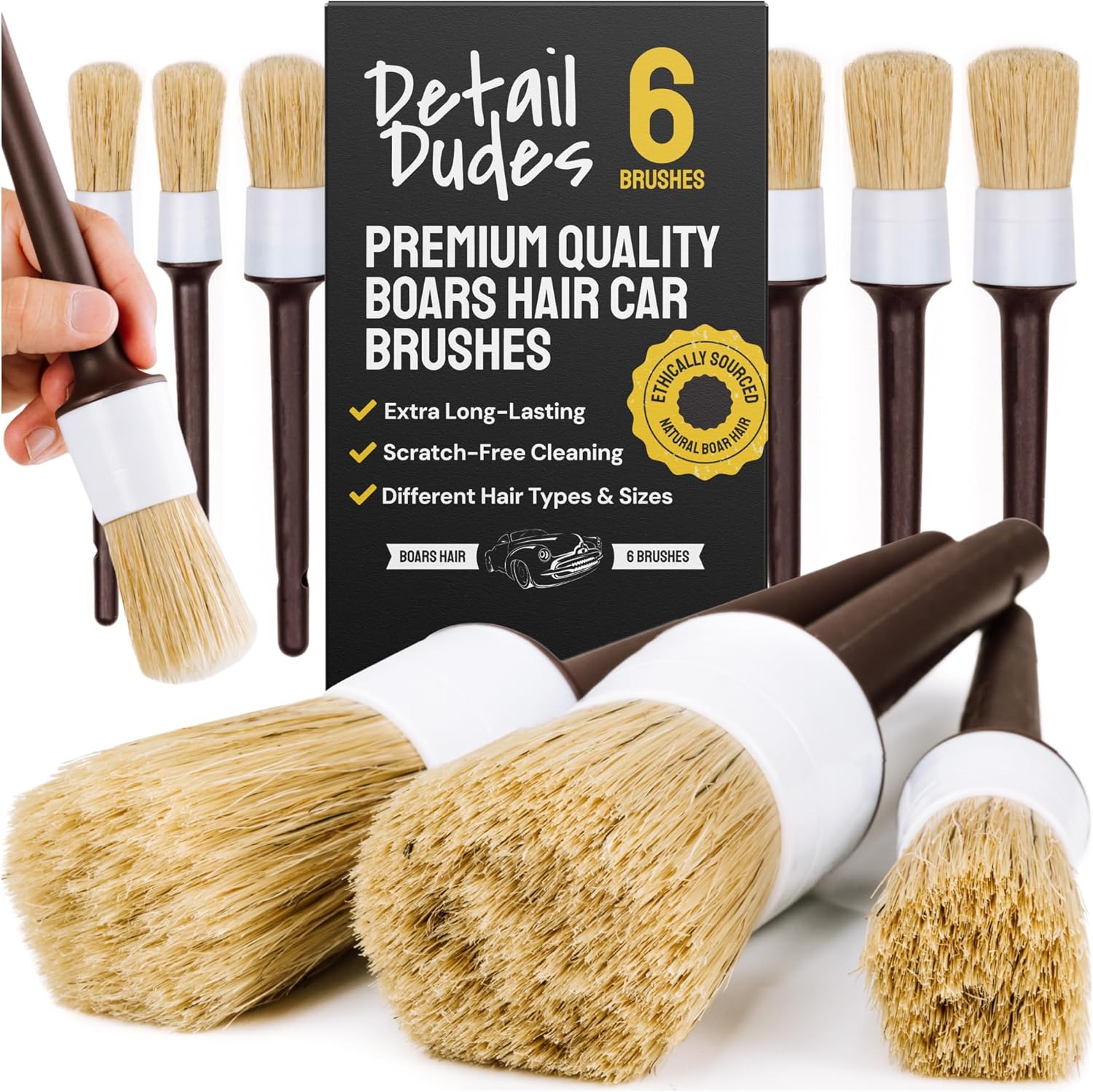 Ultra Soft Boars Hair Car Detailing Brush Set - Detail Dudes