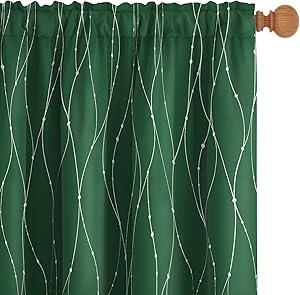 Deconovo Small Blackout Green Curtains for Light Blocking