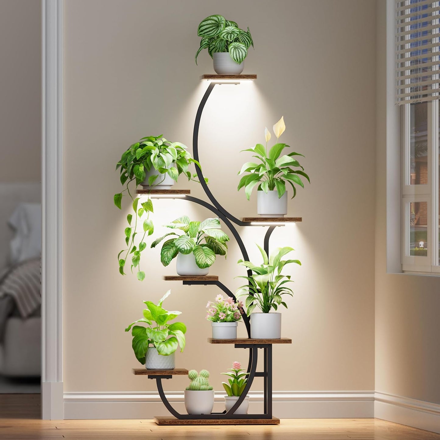 Indoor Plant Stand with Grow Lights for Vibrant Home Ambiance