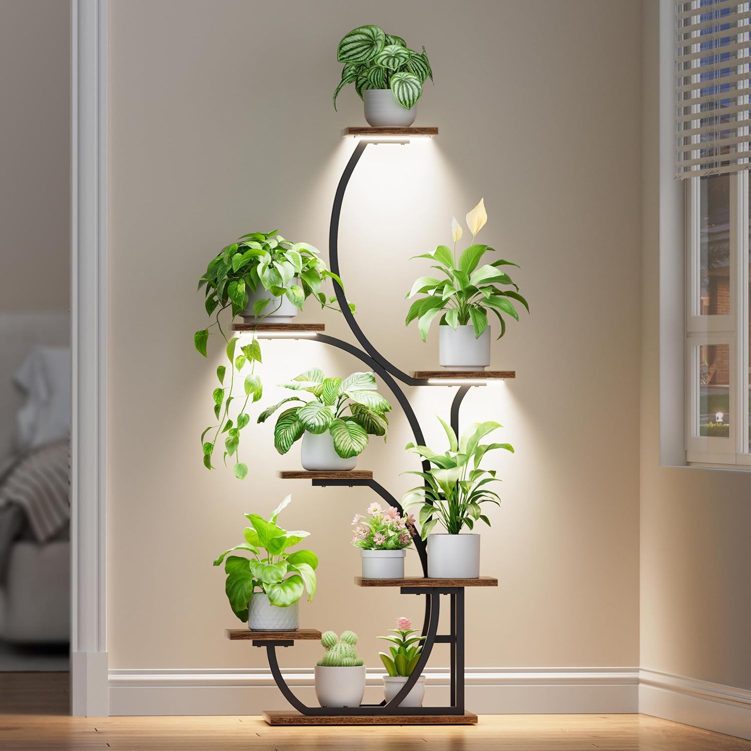 Indoor Plant Stand with Grow Lights for Vibrant Home Ambiance