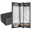 4 View Menu Holder 4.25in x 11in Leather Sleeves 5 Pack - Durable