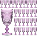 48 Pcs Plastic Goblets 7.5oz Purple Vintage Embossed Wine Glasses