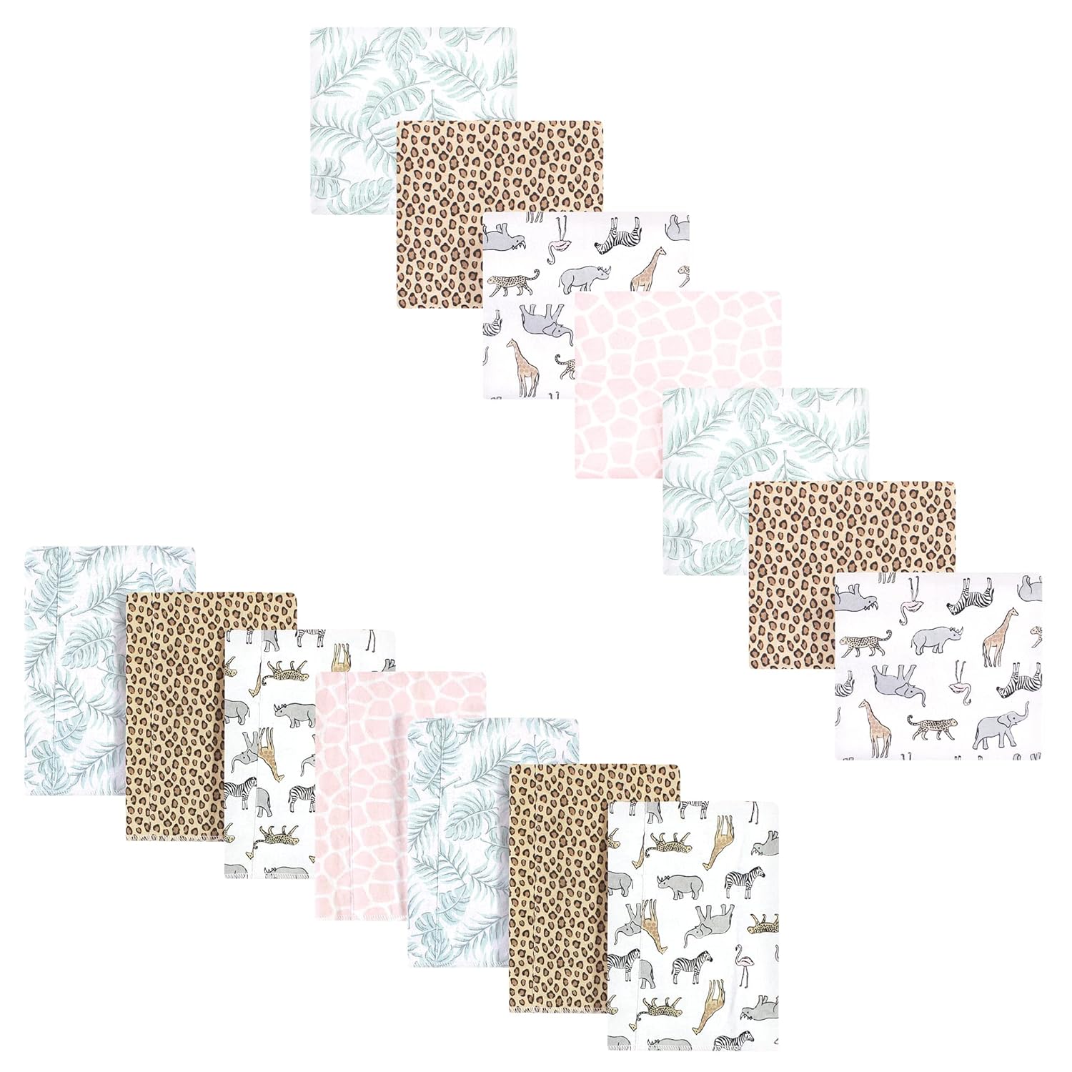 Hudson Baby Unisex Cotton Flannel Burp Cloths & Blankets Set