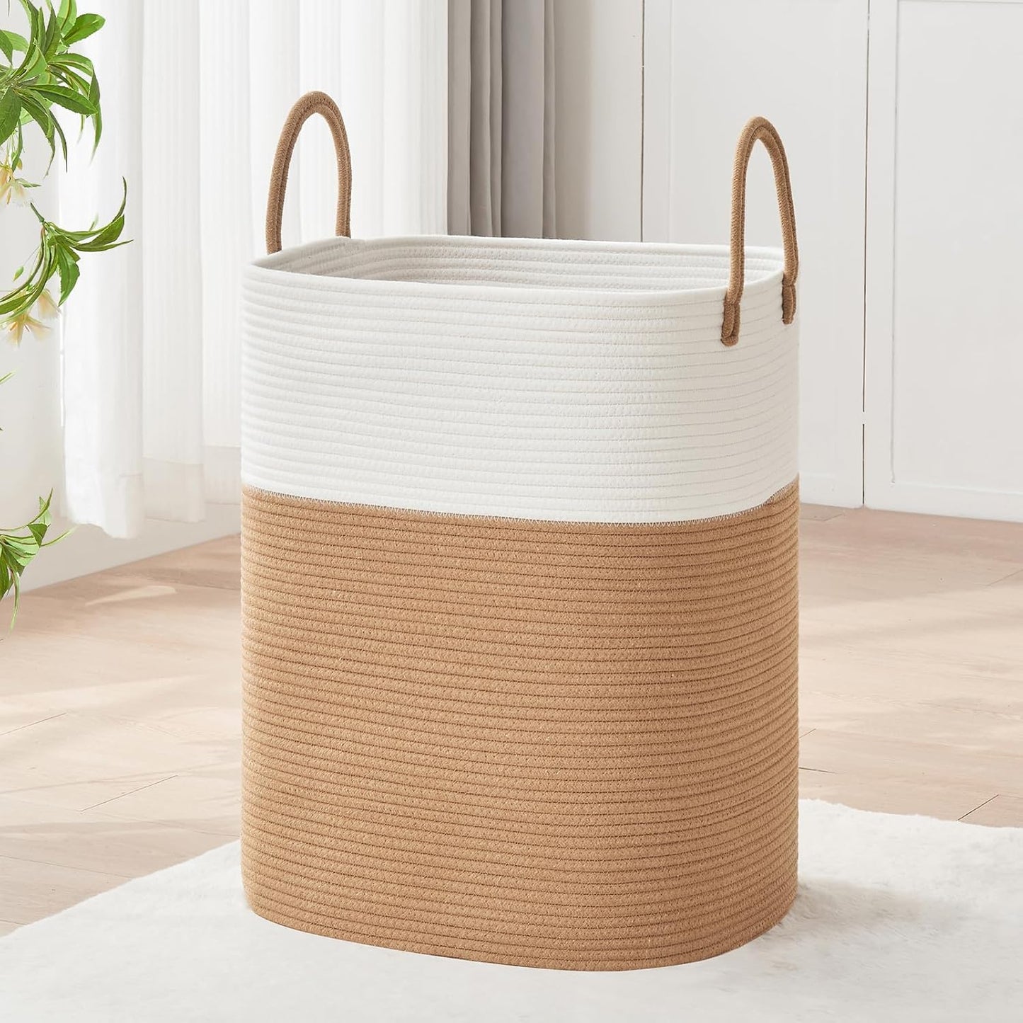 Laundry Basket with Handles - Stylish Blanket Storage Solution