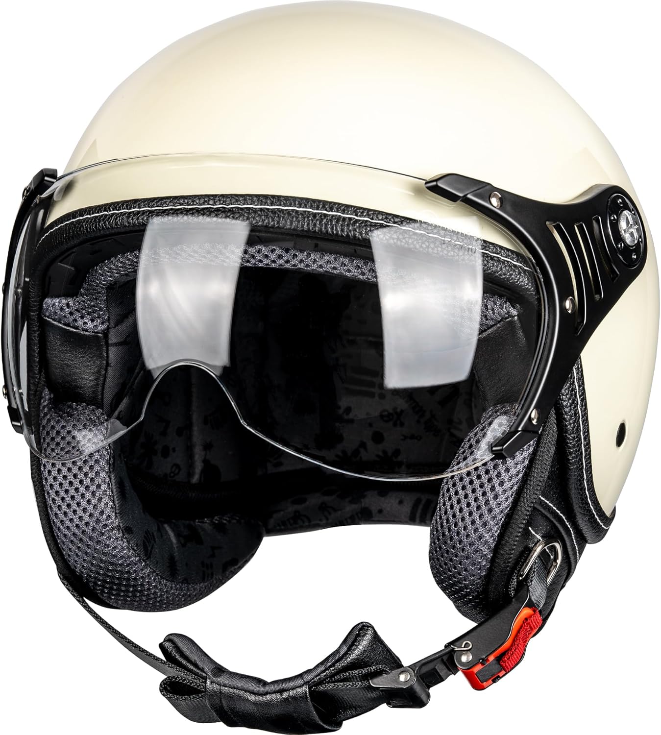 Retro Open Face Motorcycle Helmet with Clear Visor for Safety