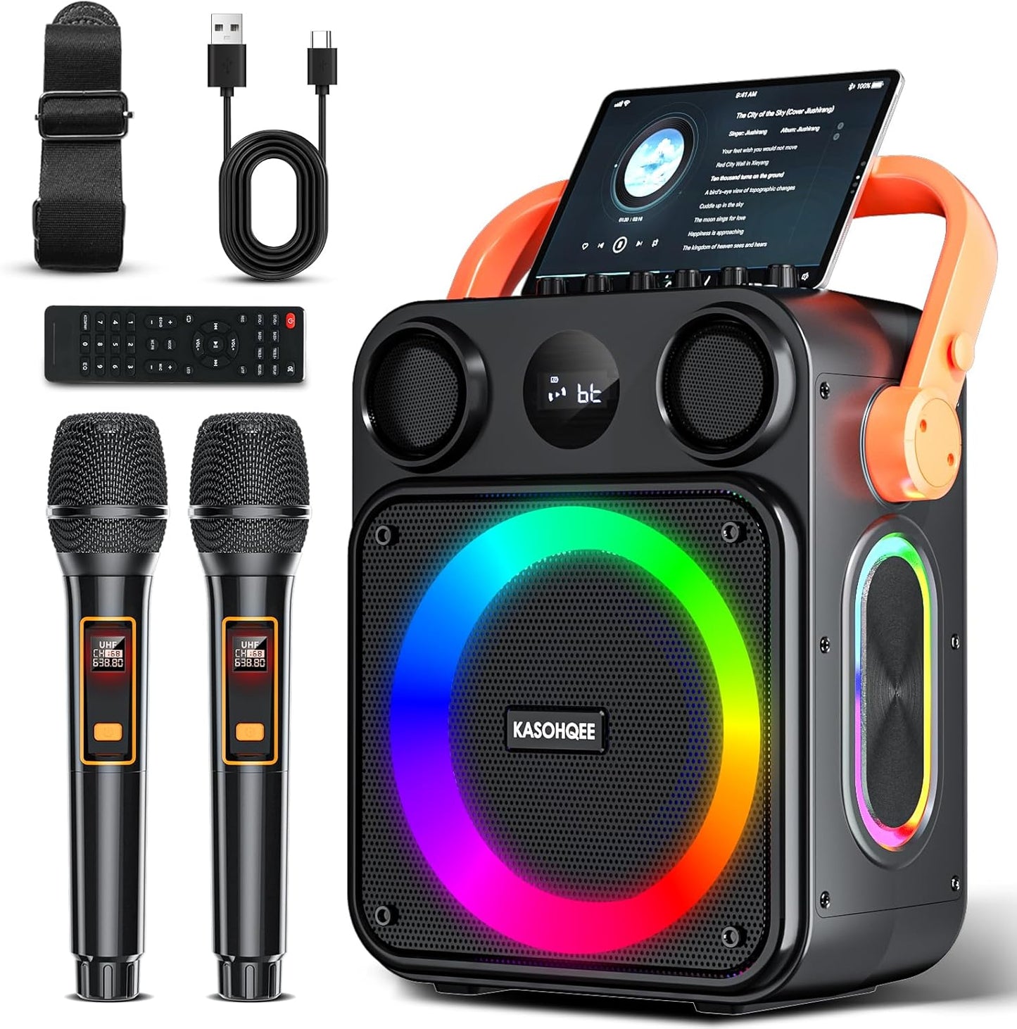 Professional Karaoke Machine for Adults with Wireless Microphones