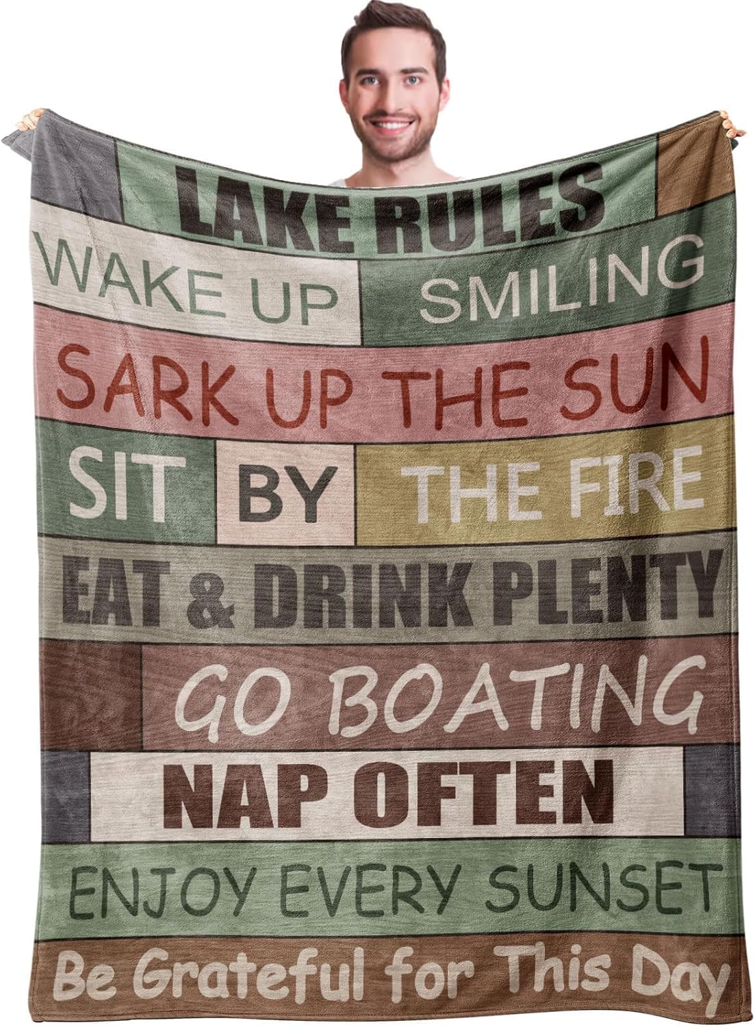 Lake Rules Blanket - Cozy 50x60 Throw for Lake Lovers