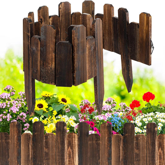 Bucherry 8 Pcs Staggered Wood Garden Edging Border for Outdoor