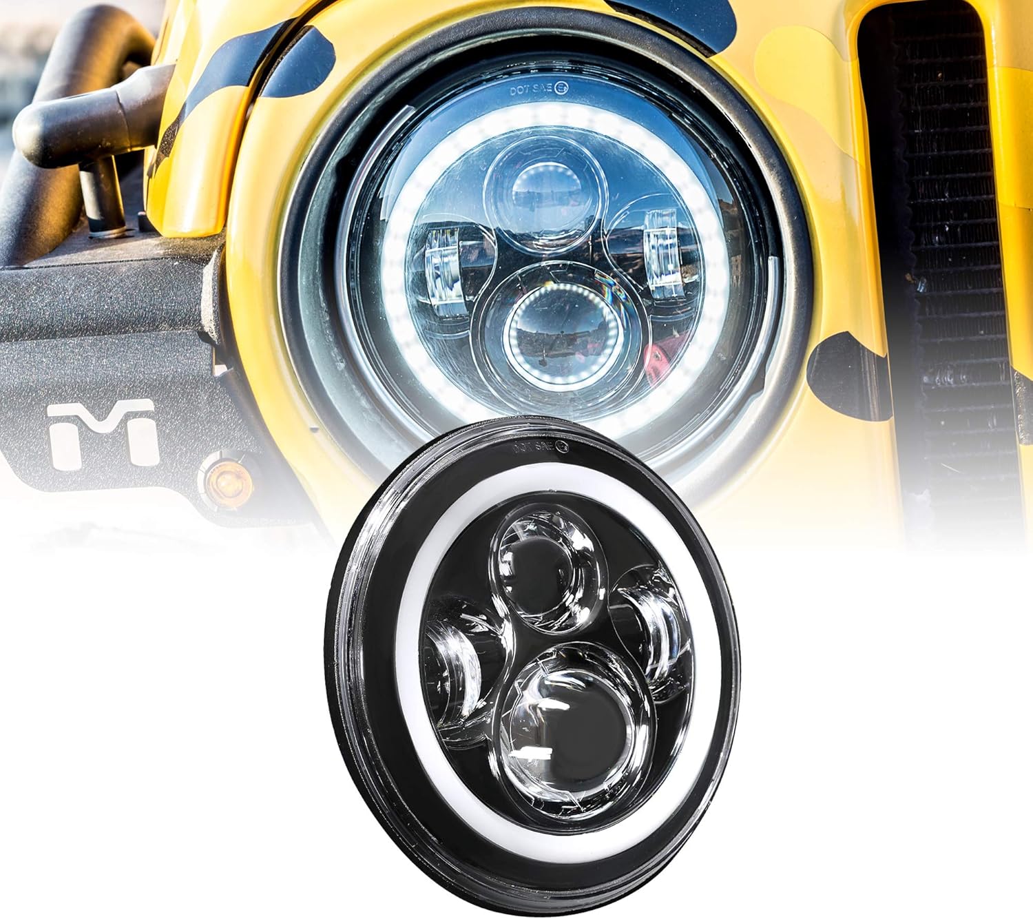 TRUE MODS 7in Round H4 45W LED Headlight Assembly for Vehicles