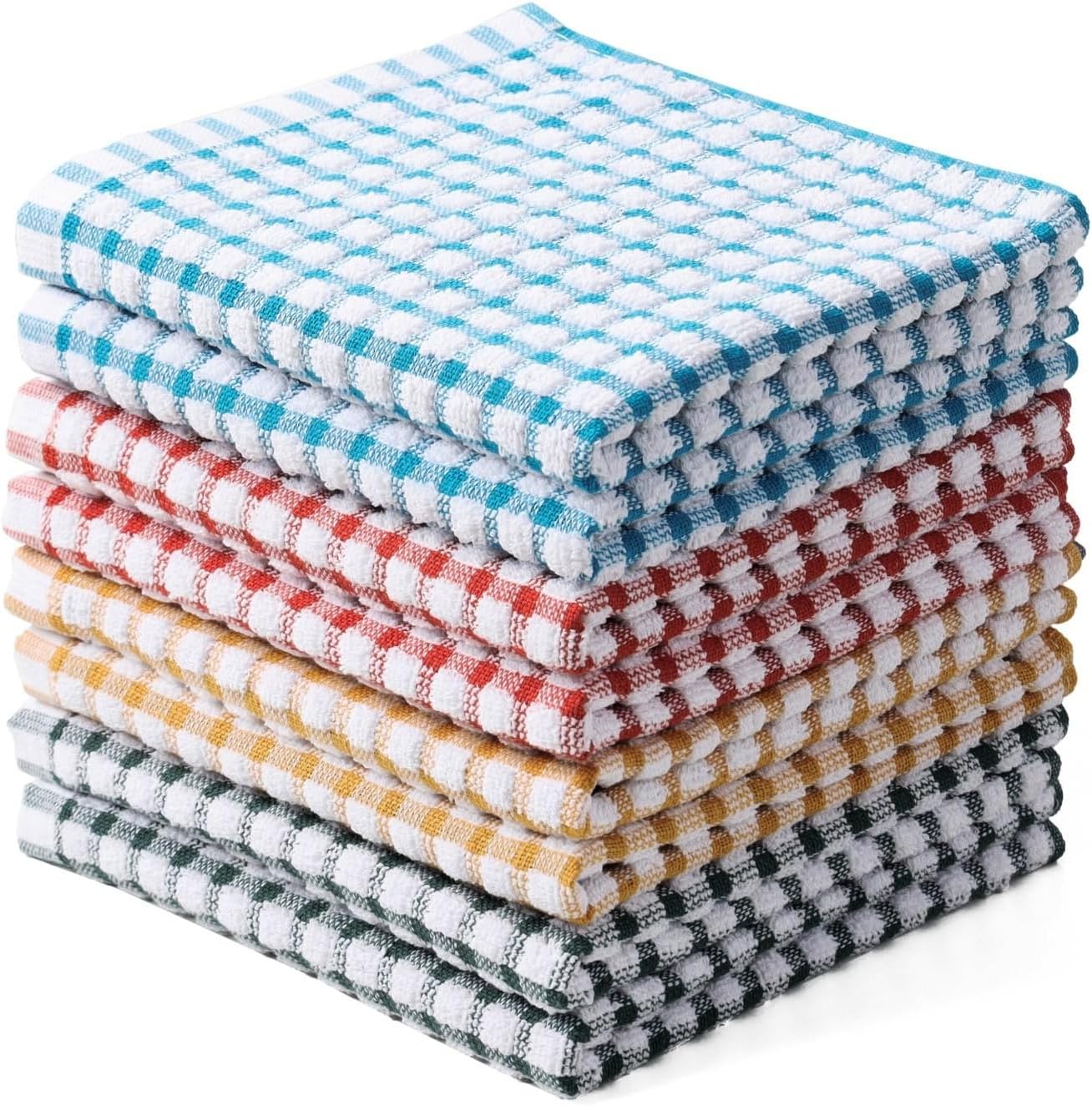 Oeleky 100% Cotton Dish Cloths 8-Pack - Absorbent & Quick Drying!
