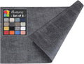 Faux Leather Heat Resistant Placemats Set of 8 - Durable Dark Grey