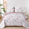 Dinjoy King Size Quilt Set Floral for All Seasons Bedding