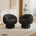 Fluffy Velvet Pumpkin Swivel Accent Chair Set of 2 - Black