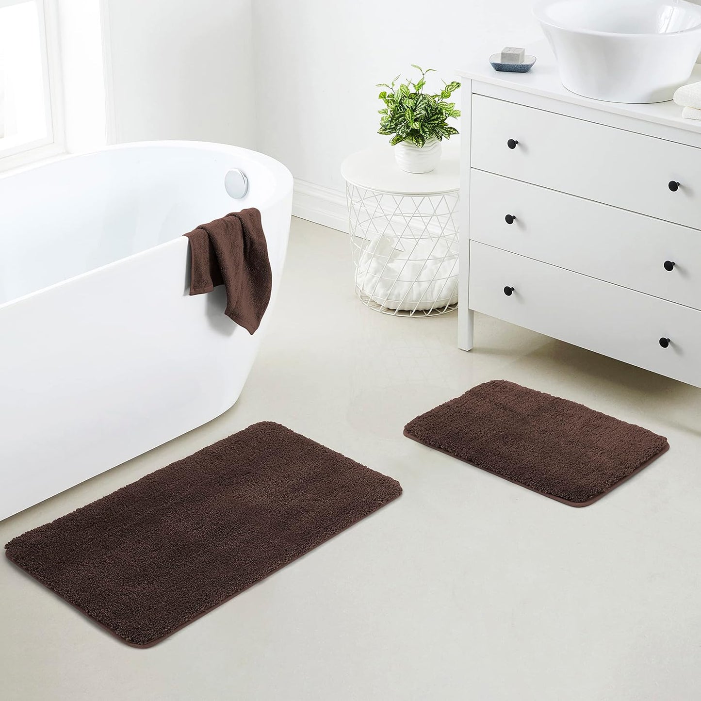 YHF Bathroom Rug Set 2 Piece - Soft Microfiber Shaggy Mats