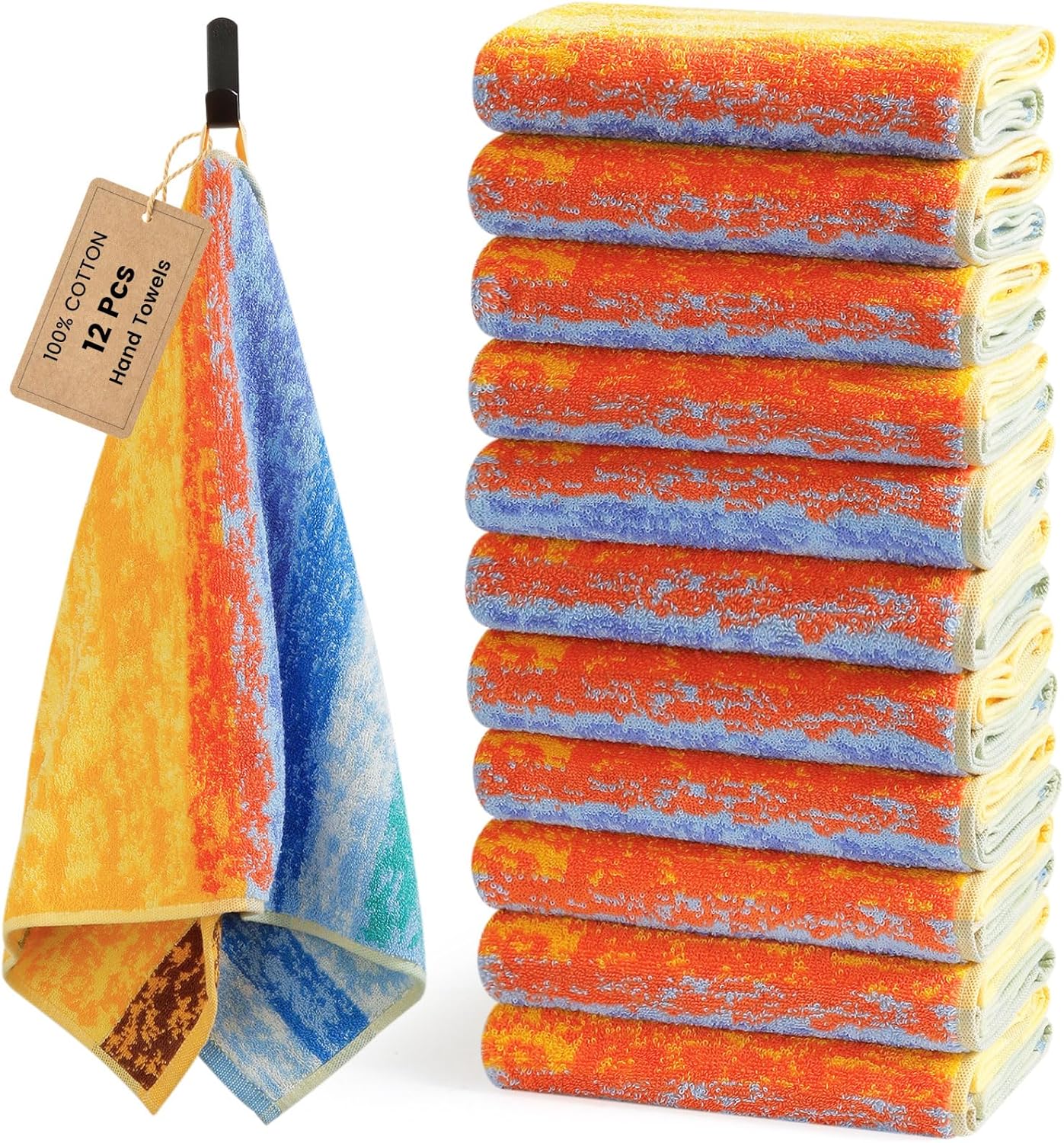 SEMAXE 12 Pack Hand Towels - Soft, Absorbent & Colorful Set