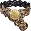 Western PU Leather Belt for Women - Wide Cowgirl Concho Style