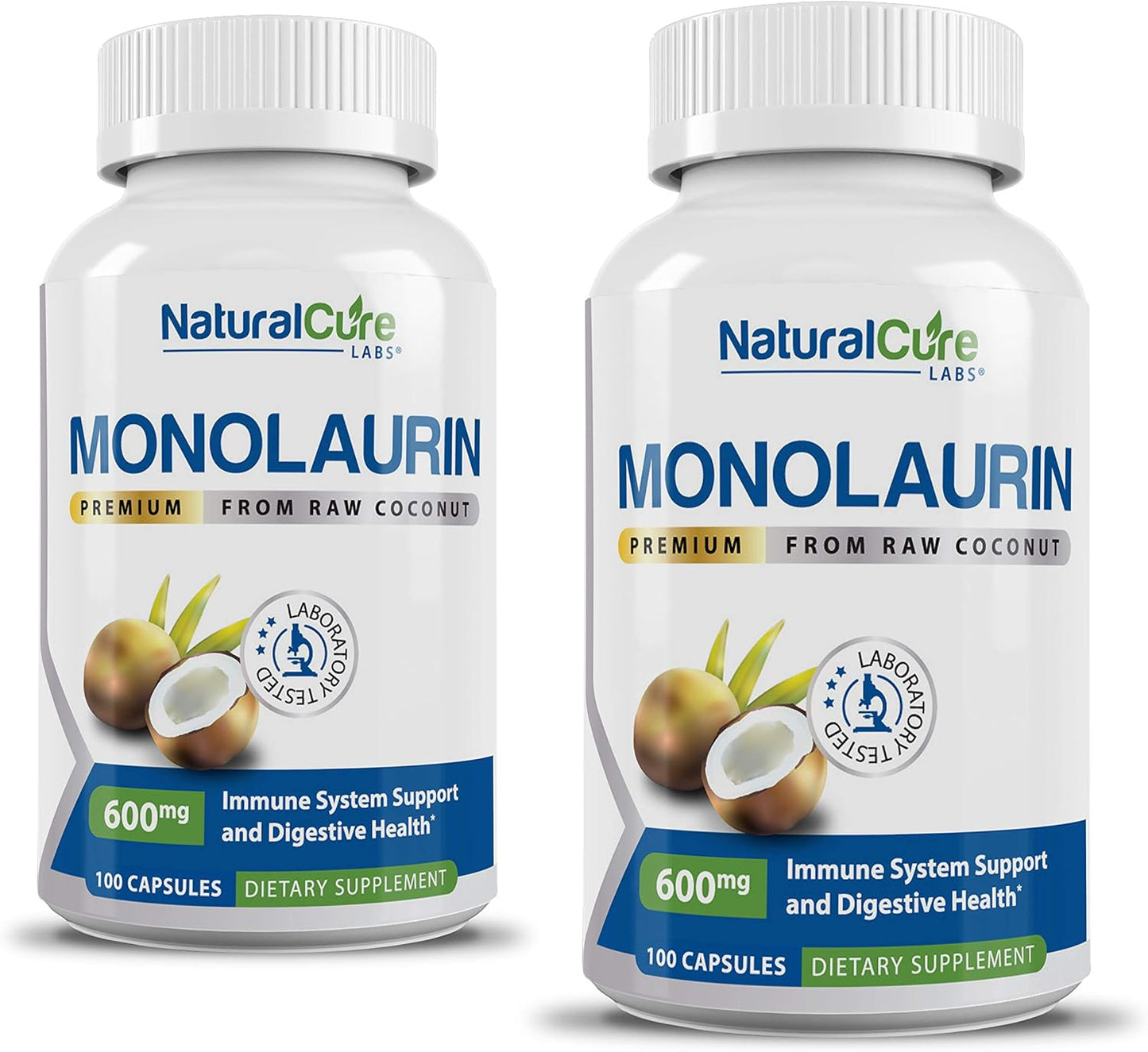 Premium Monolaurin 600mg Capsules - 2 Pack for Health Boost