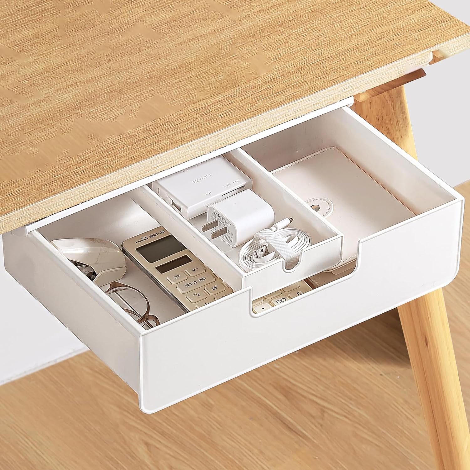 White Slide Out Under Desk Storage - FRETONBA
