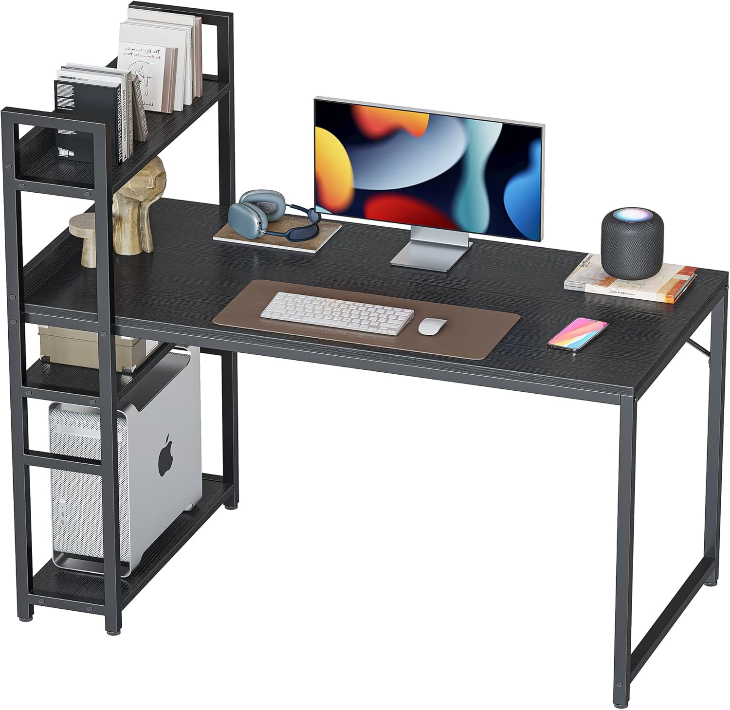 CubiCubi 47 Desk with Shelves - Modern Black