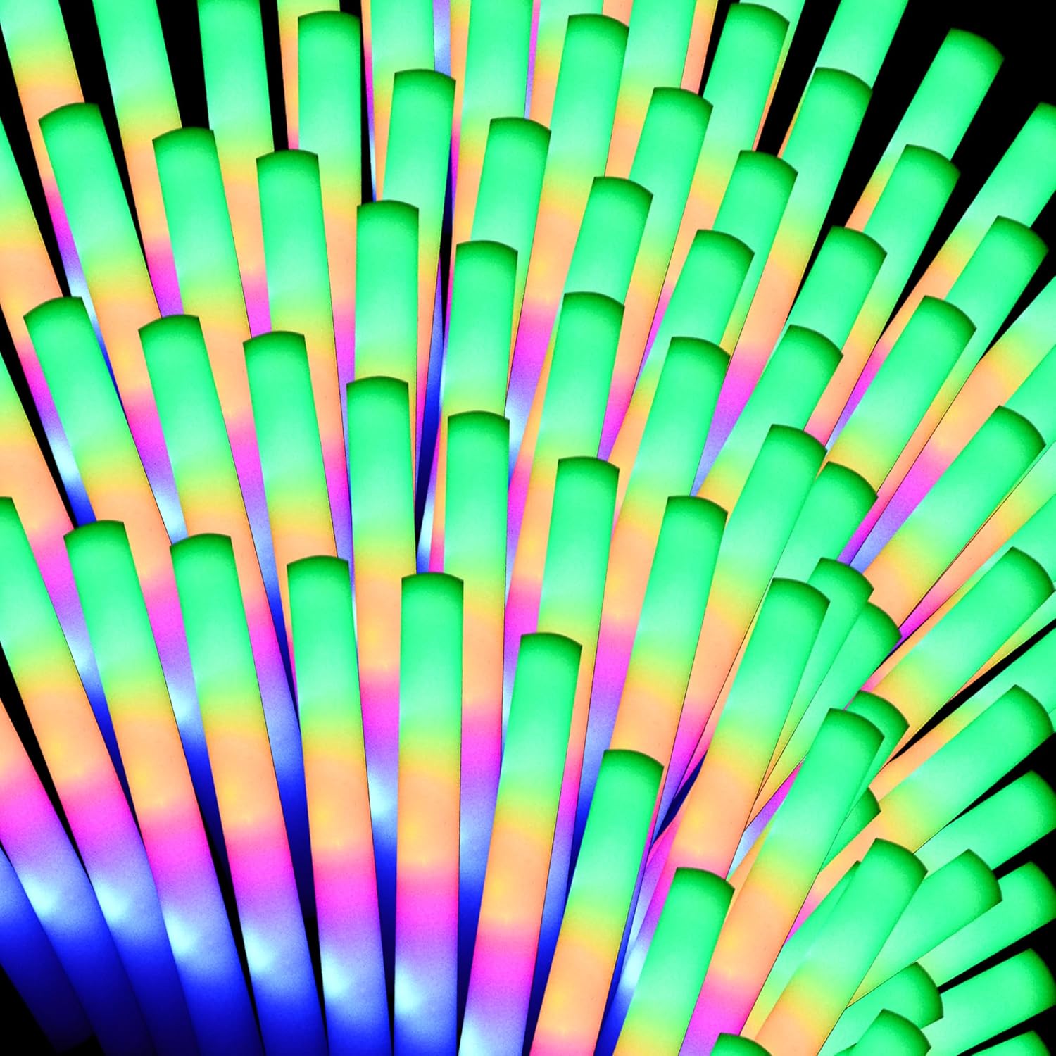 120 PCS Foam Glow Sticks Bulk for Colorful Flashing Parties